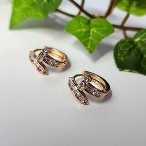 Gold Stainless Steel Huggie Hoop Earrings Nail Ring Design